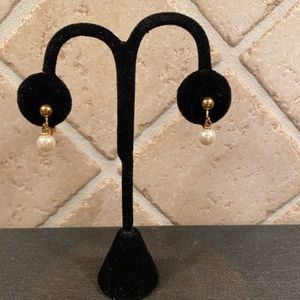 New Faux Pearl and Gold Clip Earrings